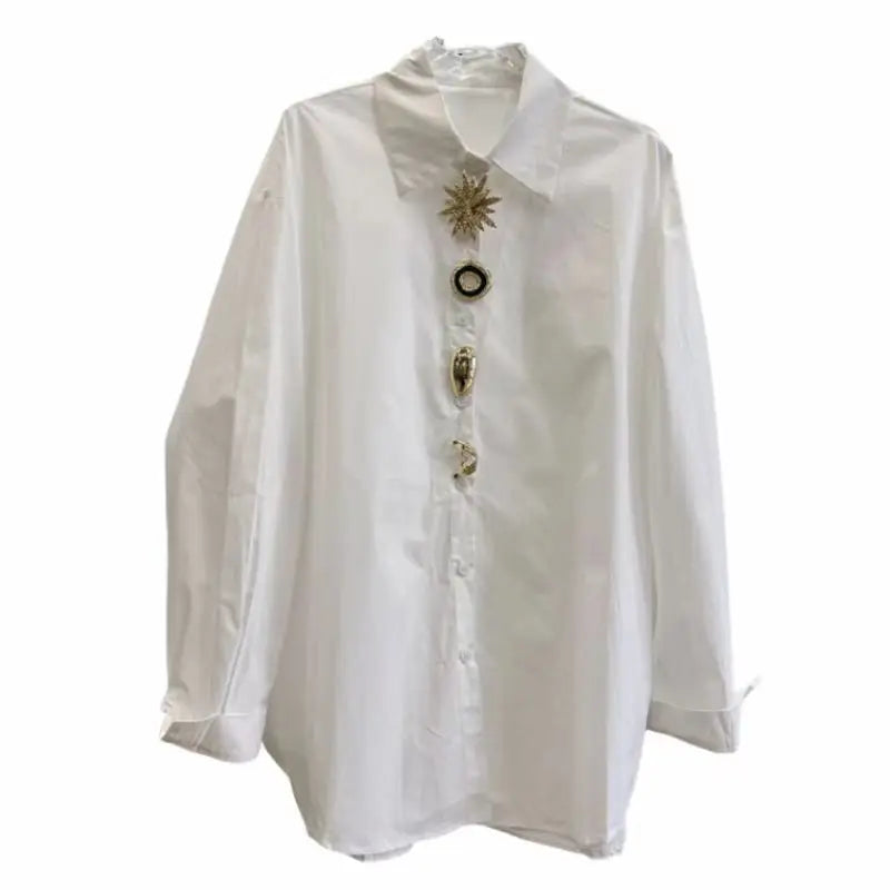 Luxury Sequins Cotton Blouse ✨ Women Long Sleeve Trendy Top 🌸 Autumn Spring