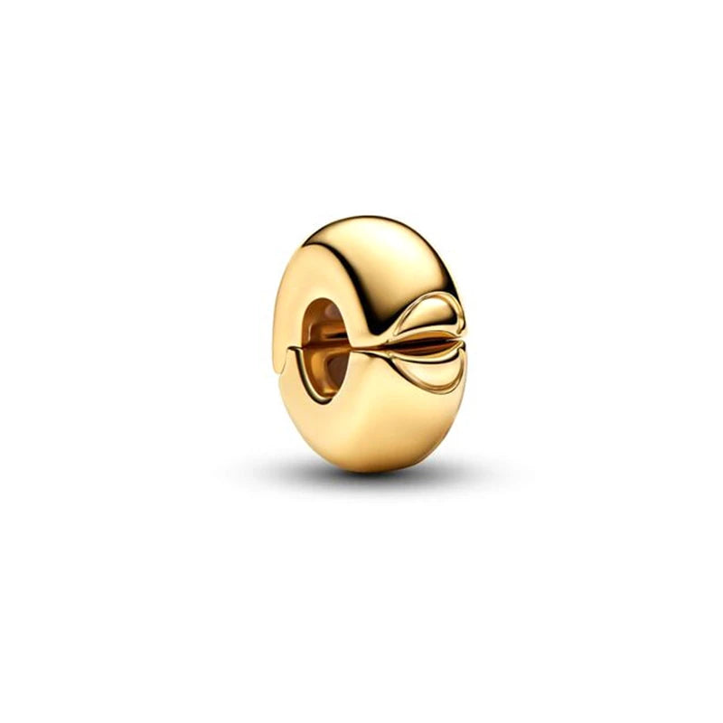 Sparkling Gold Plated Heart & Flower Clip Dangle Charm Beads | Fits Original Snake Bracelet & Necklace | DIY Jewelry Gift for Women