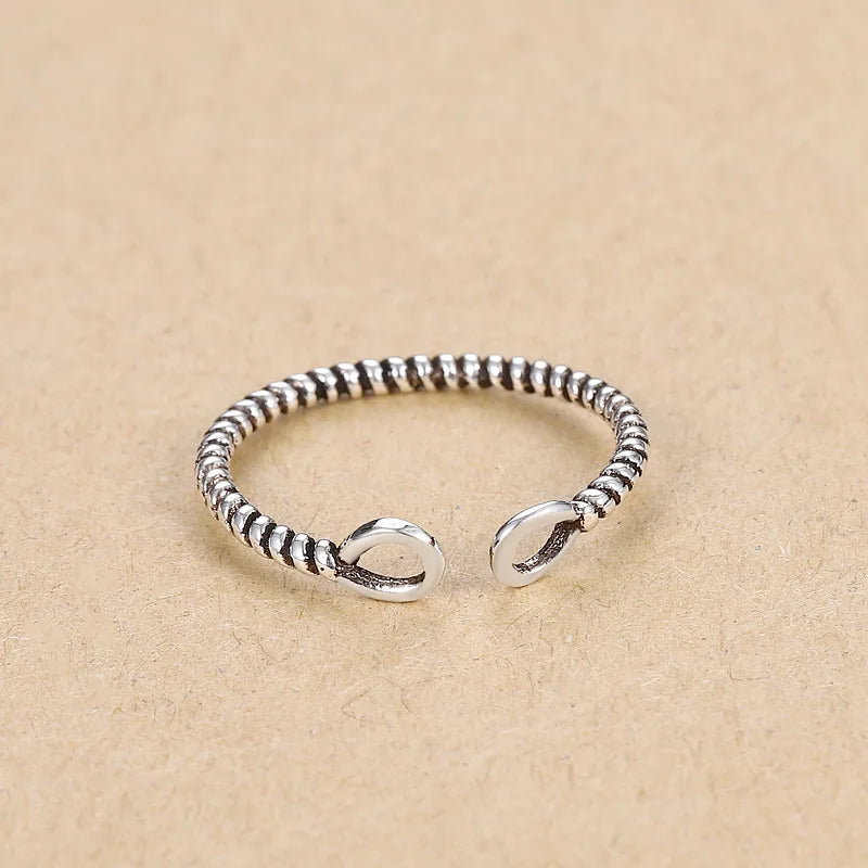 925 Sterling Silver Adjustable Zircon Ring – Elegant Simplicity Fashion Jewelry for Women Wedding Party Gift