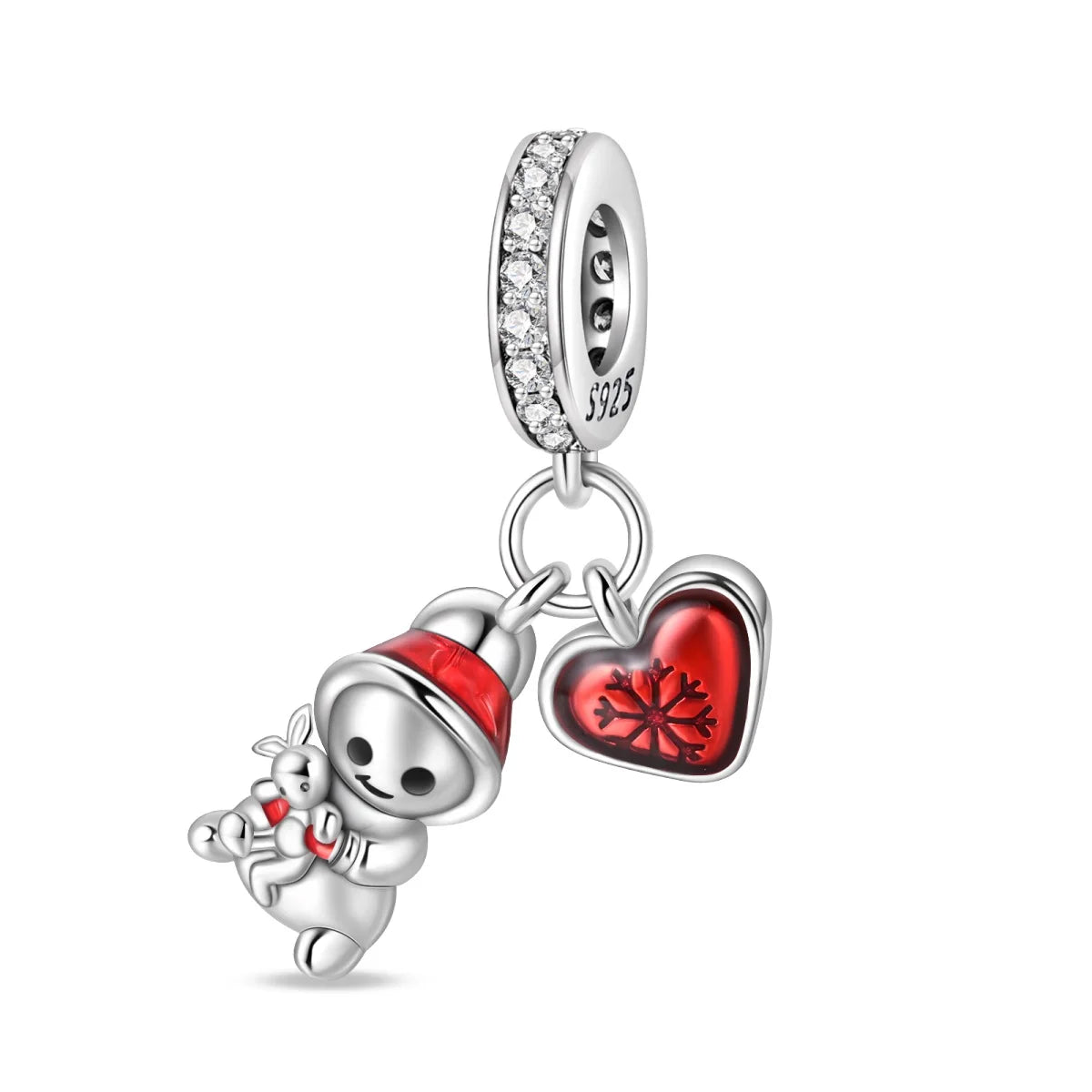 925 Silver Disney Christmas Charm Trio – Mickey Wreath & Minnie Ice Skating Bead for S925 Bracelet