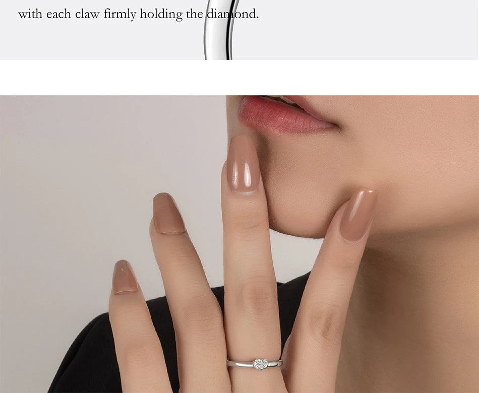 PERFANY 0.3CT Heart Cut Moissanite Ring S925 Silver | Women’s Classic Wedding & Party Jewelry