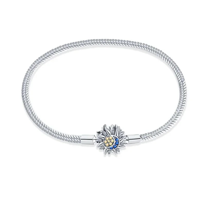 925 Silver Bracelet 17–20CM with Butterfly, Flower, Cat, Shell, Moon & Starfish Charms – DIY Birthday Jewelry Gift