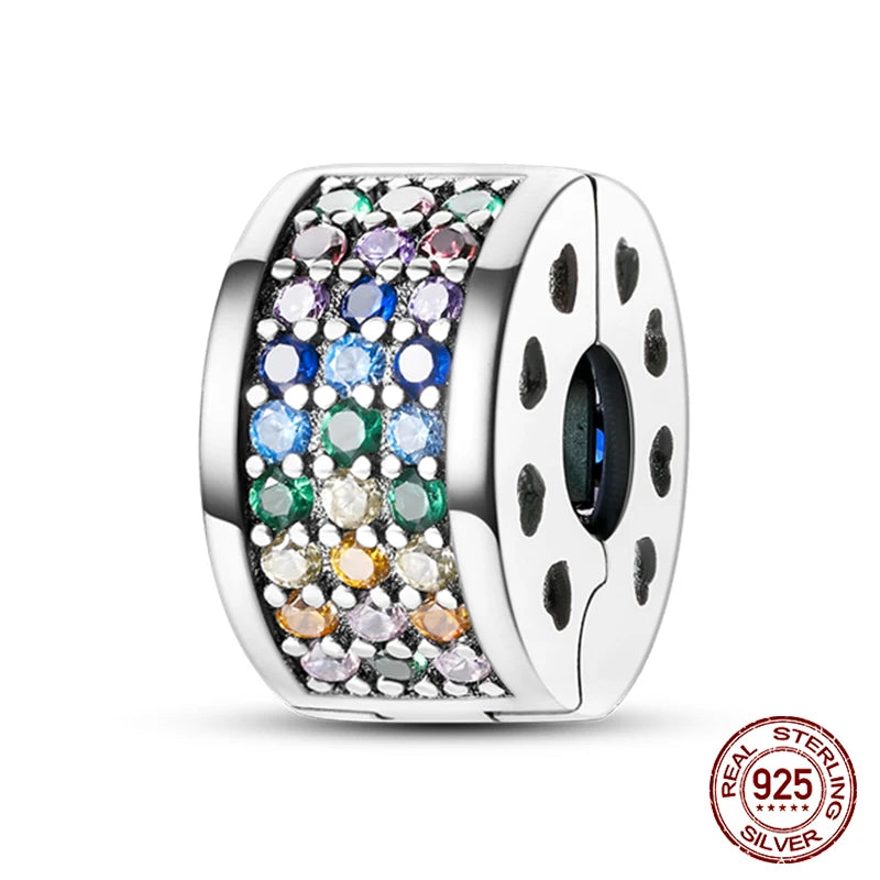 925 Sterling Silver Luminous Butterfly Star Moon Charm Bead | Round Clasp Bead for 3mm DIY Bracelet Jewelry Gift