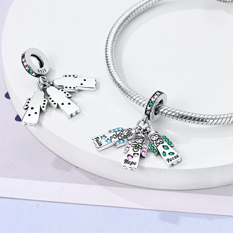 925 Sterling Silver Sweetheart Sister Charm | Fit Original Pandora & 3mm Bracelets DIY Jewelry Gift for Women