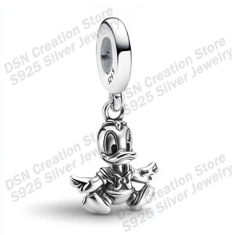 925 Sterling Silver Disney Charms | Stitch, Mickey & Cheshire Cat Beads for Original Bracelet Halloween Jewelry Gift