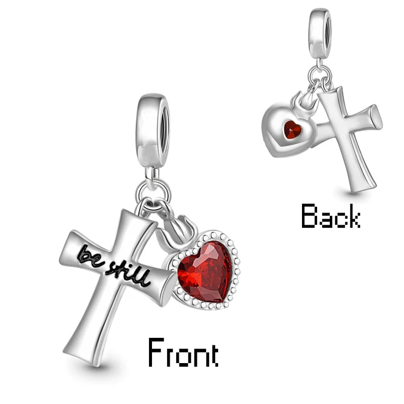 925 Sterling Silver Wine Pot, Cross, Heart & Organ Charms – Fit Pandora Bracelet, DIY Women’s Religious Jewelry