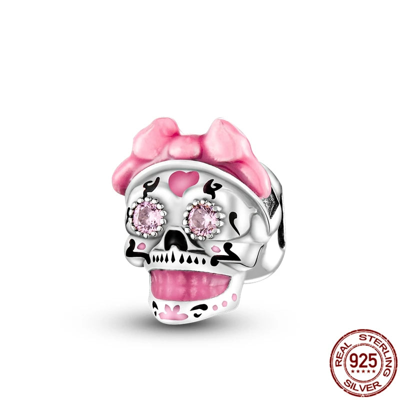 925 Sterling Silver Halloween Skull Bat Pumpkin Charm | Fit Original Bracelet & Necklace DIY Jewelry