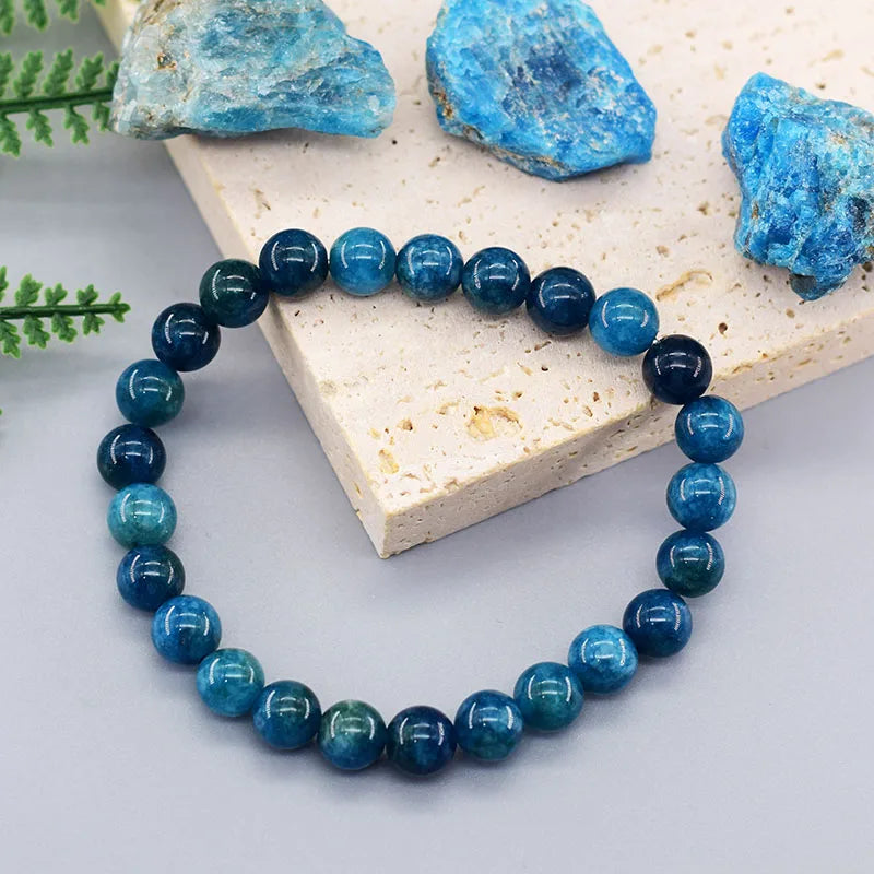Original Reiki Blue Apatite Natural Stone Bracelet – Men & Women Healing Energy Jewelry for Health & Enthusiasm