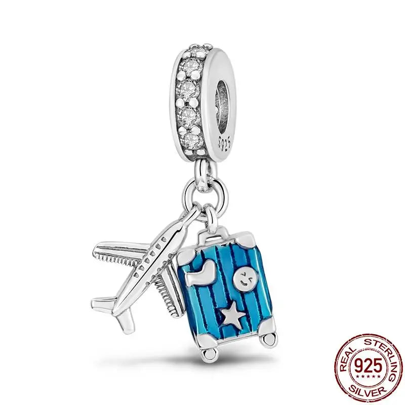 2023 New 925 Sterling Silver Earth Plane & Hot Air Balloon Travel Charms – Fits Pandora Original Bracelets DIY Jewelry
