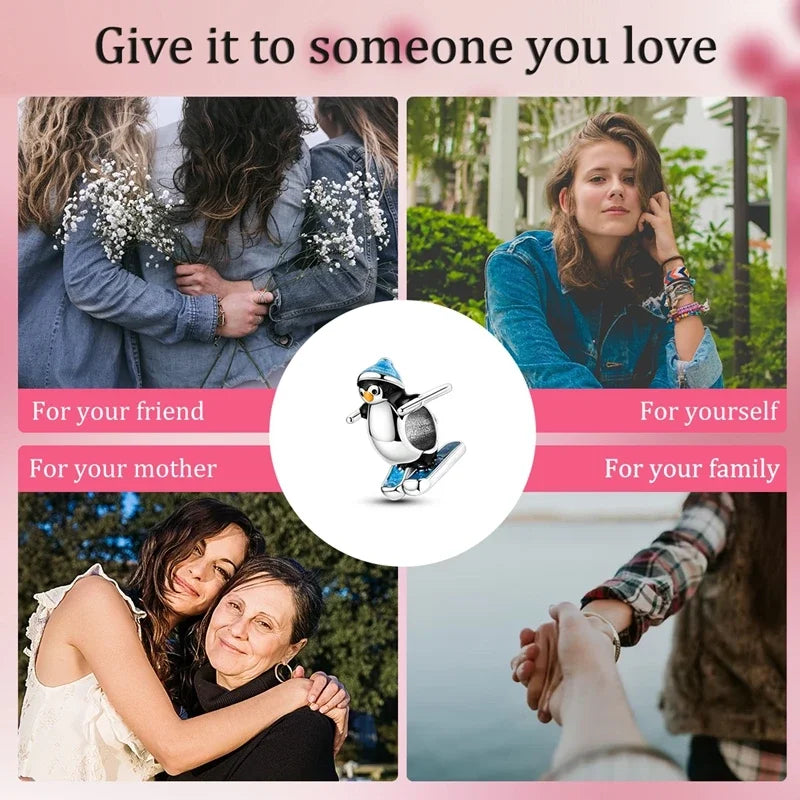 925 Sterling Silver Winter Snowman & Snowflake Charm Beads – Fits Original Bracelet DIY Fine Jewelry Gift for Women