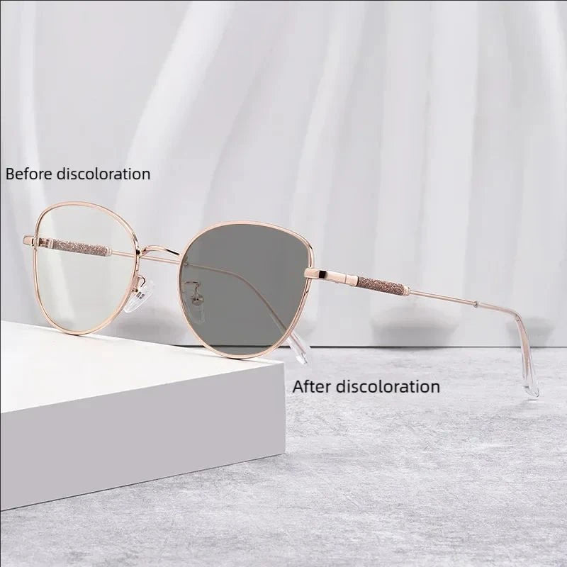2025 New Fashion Cat Eye Glasses – Popular Non-Face Frame Myopia Eyewear | Light-Discolored Lenses Glasses 050