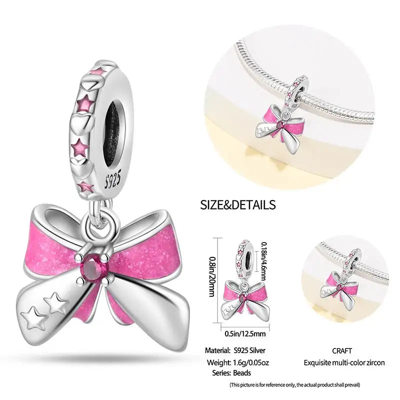 925 Sterling Silver Flying Bird & Butterfly Safety Chain Charm Beads for Original 3mm Bracelet – DIY Jewelry Gift