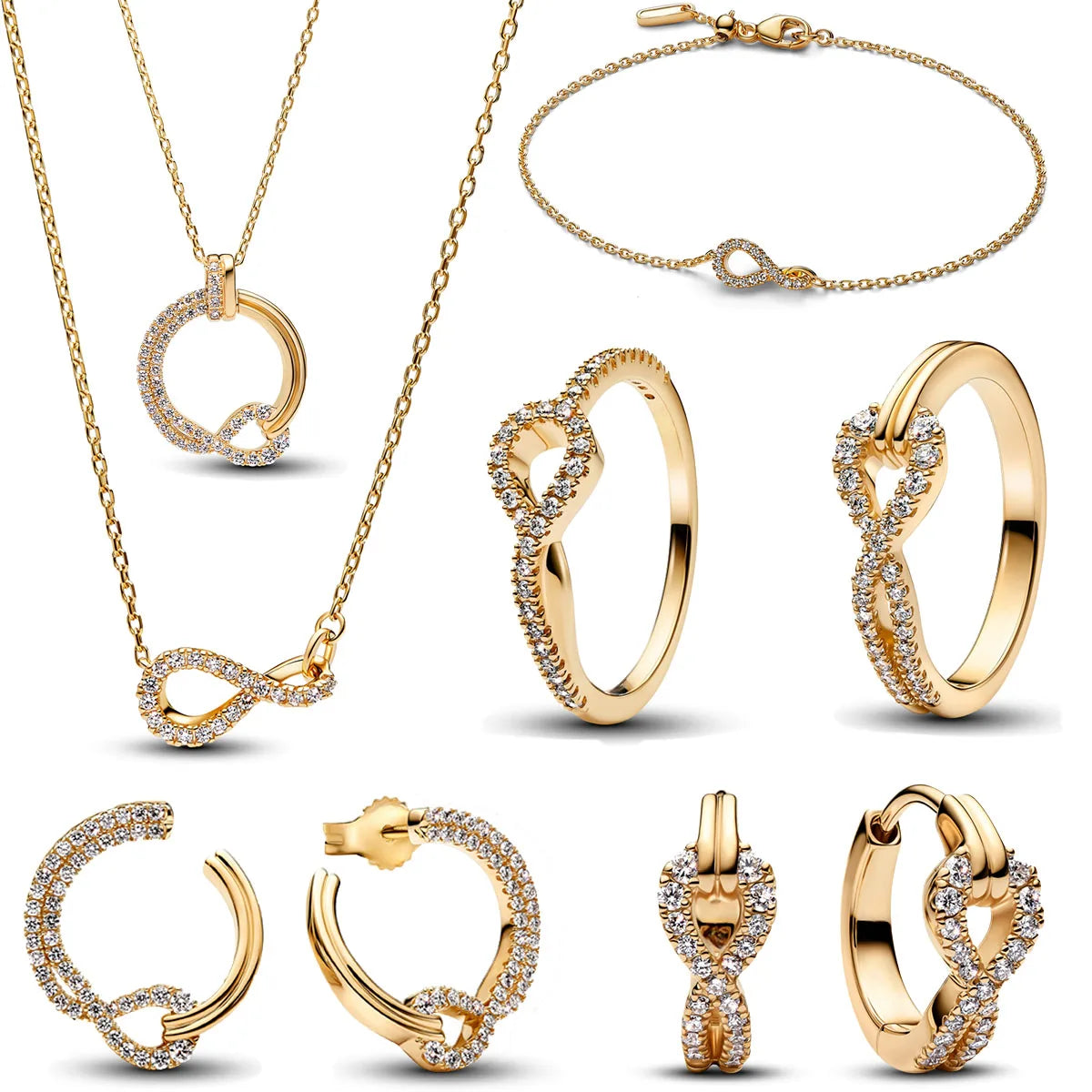 925 Sterling Silver Golden Geometry Set Charms | Heart Star Earrings Rings Bracelets Necklaces Women DIY Jewelry Gift