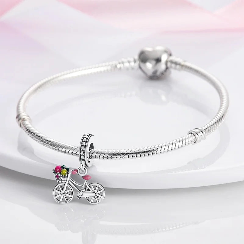925 Sterling Silver Travel & Luggage Attractions Zircon Charm Beads | Fit Pandora Bracelet
