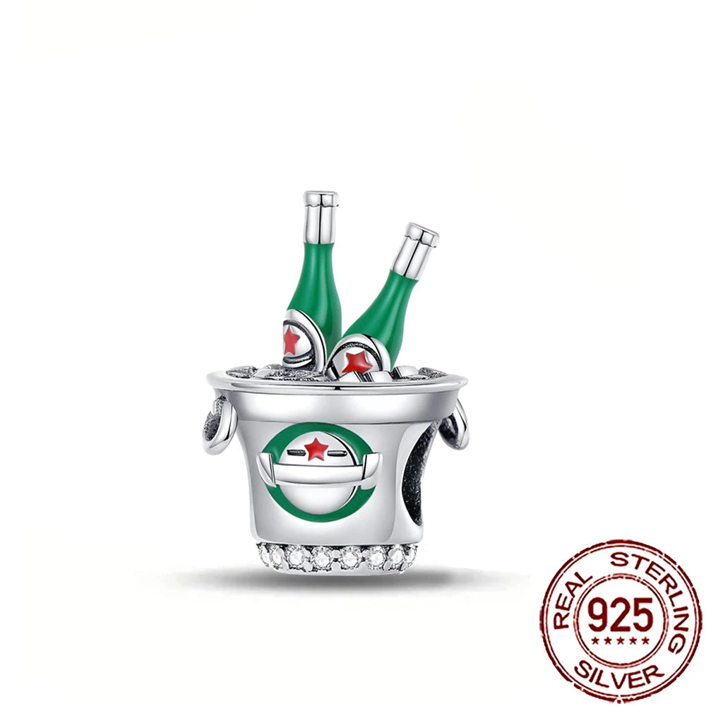 2025 New 925 Sterling Silver Coffee, Cake, Fruit & Burger Charms | Fit Pandora Bracelet & Necklace DIY Jewelry