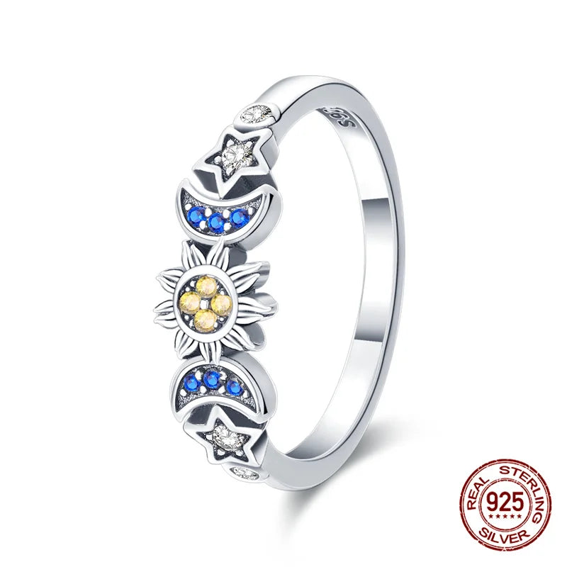2025 Hot Sale Sun and Moon Combination Ring Set 925 Sterling Silver | Couple Rings for Women Engagement & Birthday Gift Jewelry
