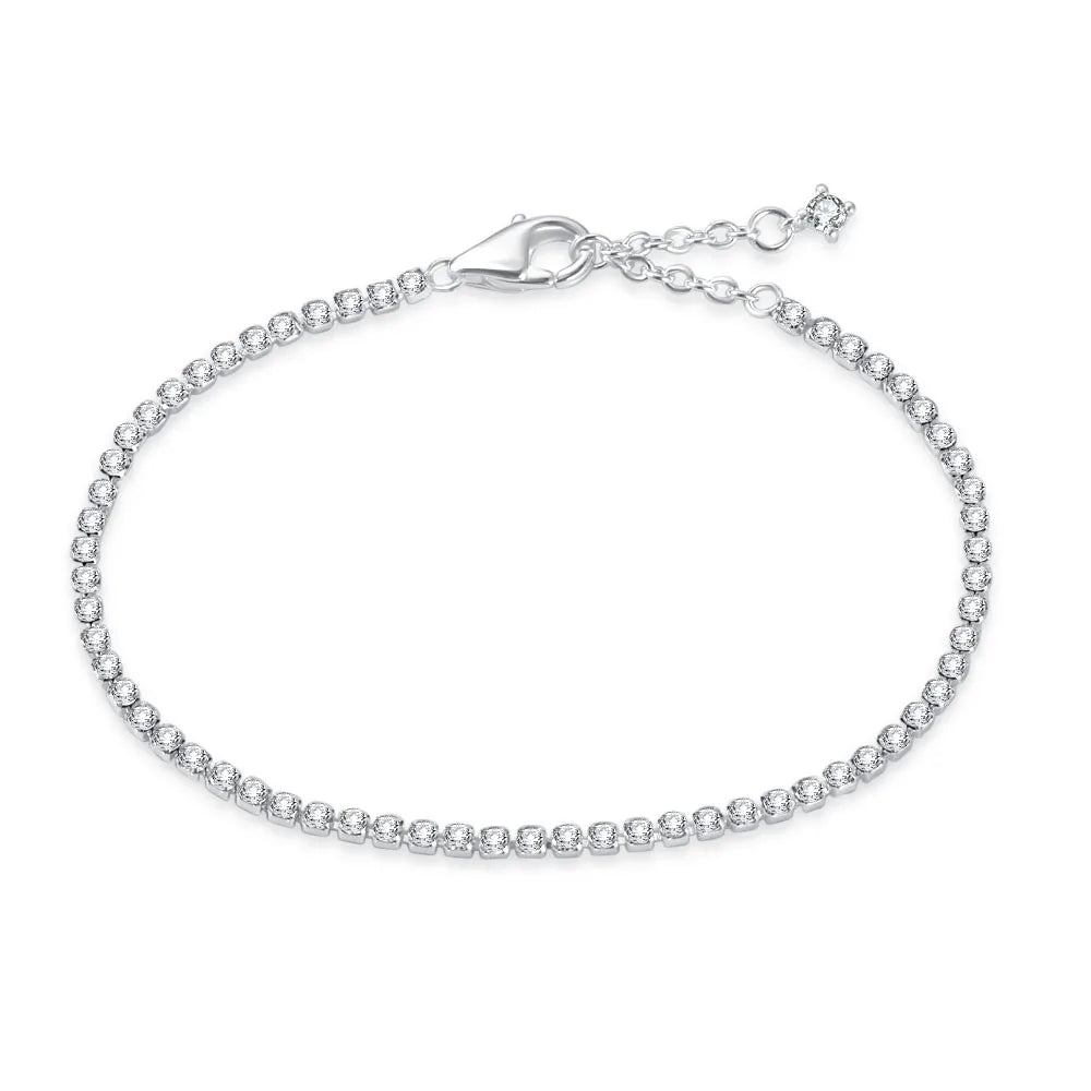 New 925 Sterling Silver Red & Blue Zircon Bracelet – Women’s Valentine’s Day DIY Jewelry Gift