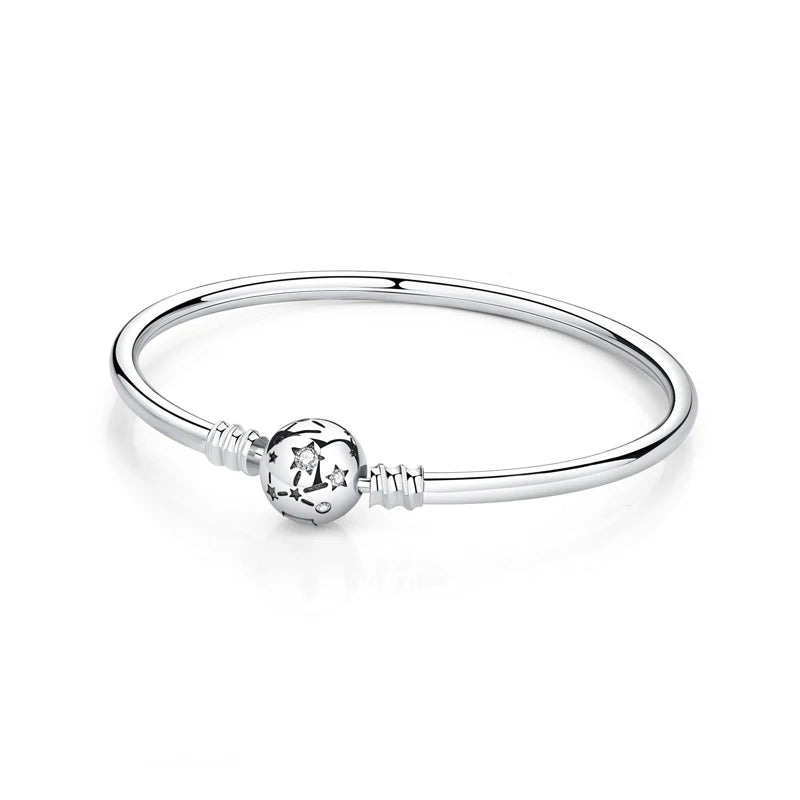 Silver Color Charm Bead Bracelet – Heart, Family, Ball & Star Charms for Women