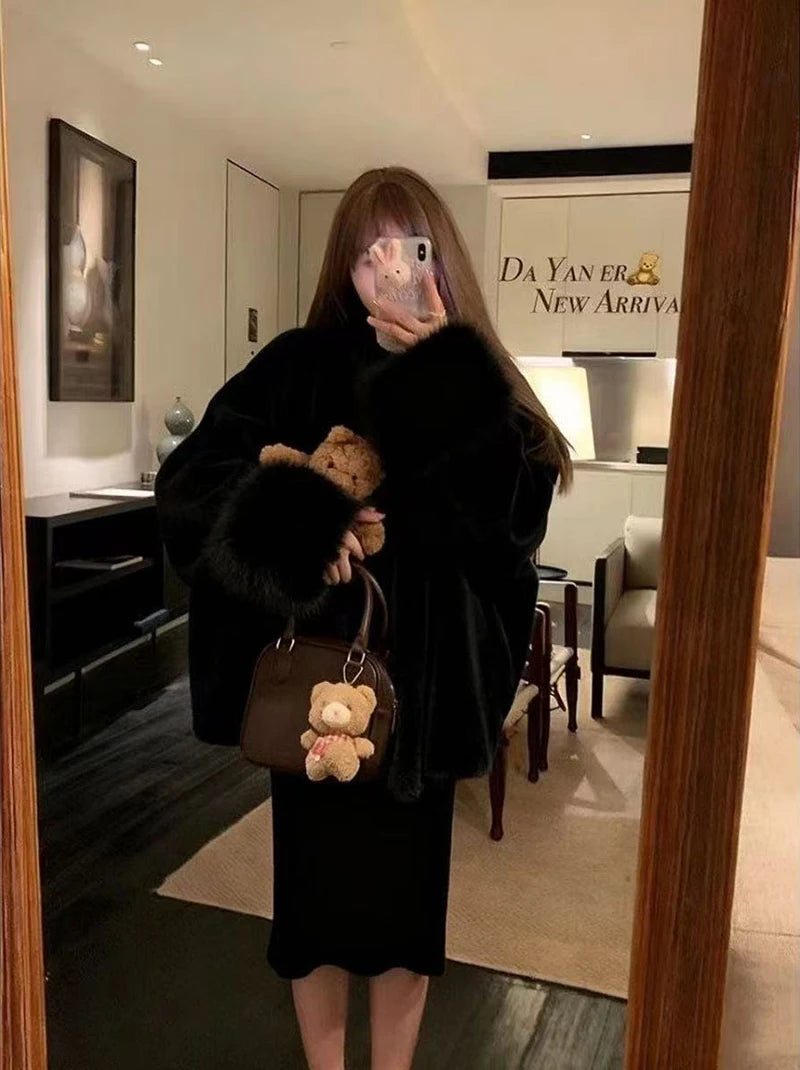 Women’s Faux Mink Fur Coat – Thick Loose Winter Jacket | Y2K Fashion Streetwear Outerwear