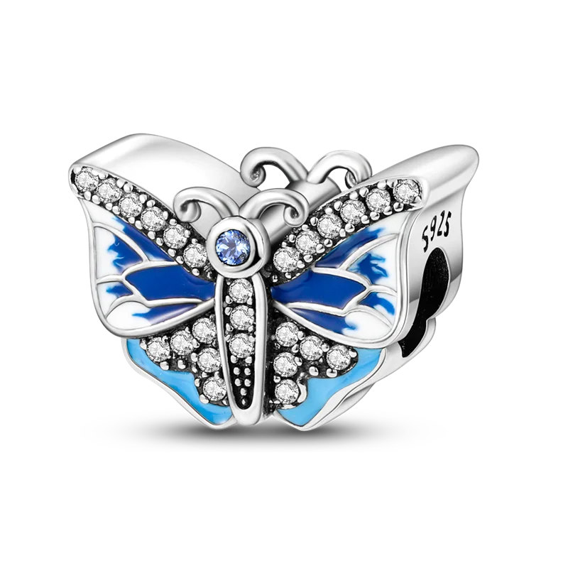 Blue Series 925 Sterling Silver Charms | Butterfly, Earth & Ocean Beads Pendants Fit Original Bracelet DIY Jewelry