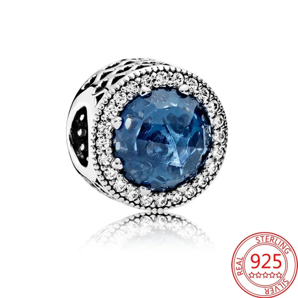 925 Sterling Silver Murano Glass Galaxy & Clover Heart Beads | Fit Pandora Bracelet DIY Jewelry Gift for Mum