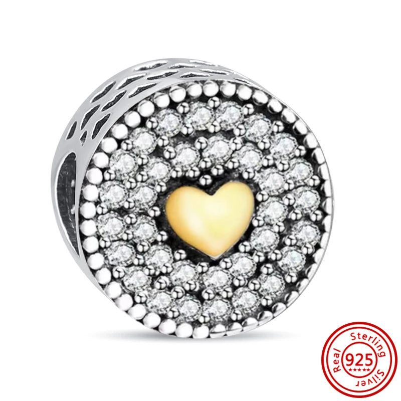 925 Sterling Silver Heart Pave Zircon Family Tree Charm | Fits Original Bracelet Women’s Luxury Jewelry Gift