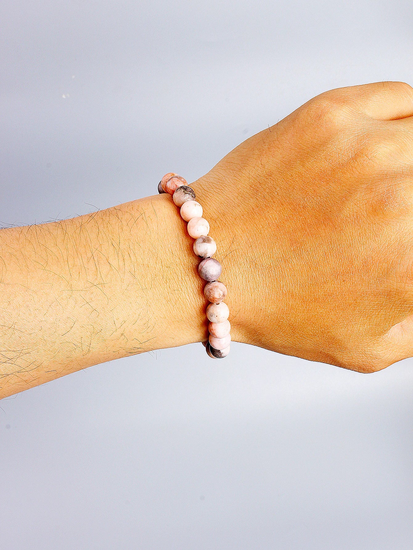 Original Pink Zebra Stone Bead Bracelet – Natural Reiki Healing Crystal Jewelry for Positive Energy & Balance Women Men