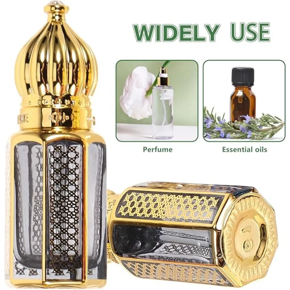 10PCS 3/6/12ML Essential Oil Roller Bottles – Empty Mini Perfume Glass Bottles | Refillable Massage Roller Perfume Dispenser