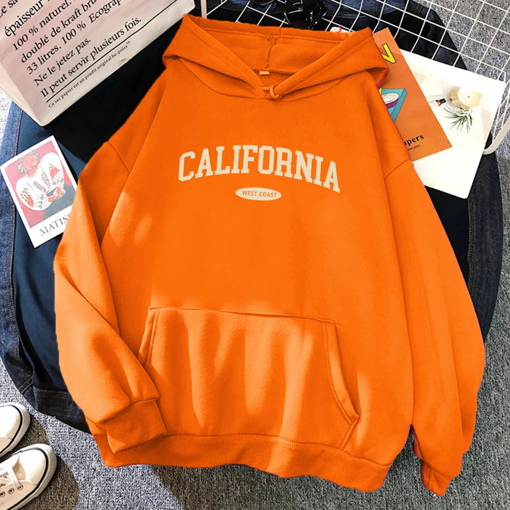 California West Coast Women’s Hoodie | Hip Hop Streetwear Fleece Pullover with Pocket | Comfortable Casual Sweatshirt