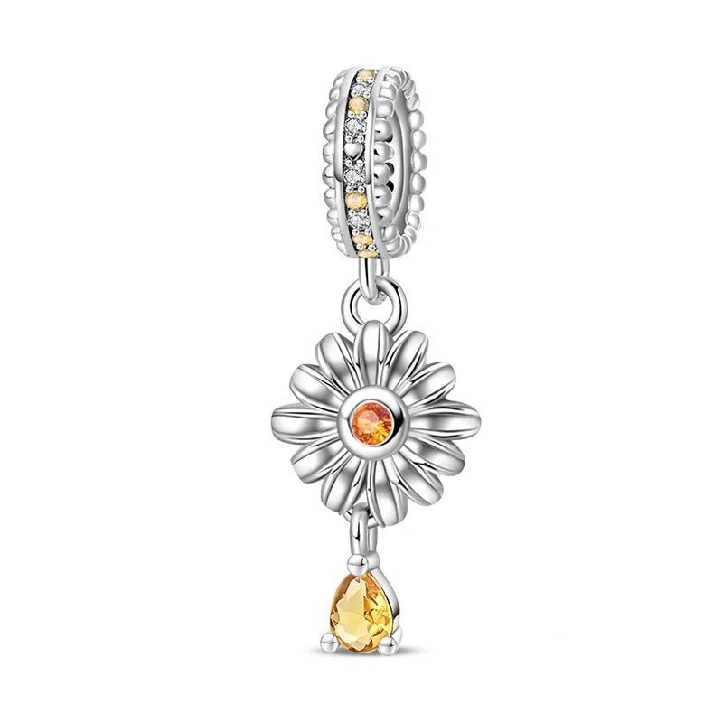 2025 925 Silver Daisy Tulip Pansy Flower Charms Bead | Fit 3mm Original Bracelets DIY Jewelry Gift