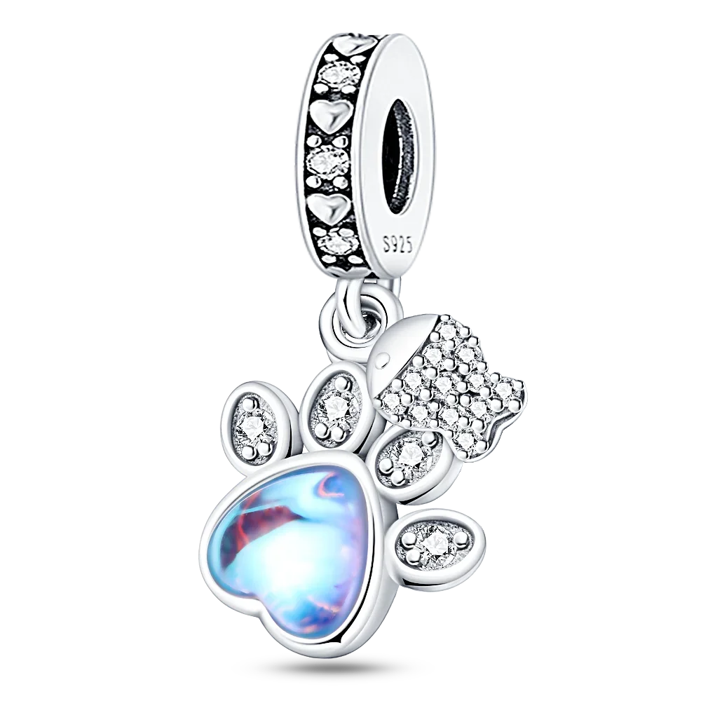 925 Sterling Silver Blue Series Charm | Dragonfly, Butterfly, Bird & Pansy Flower Pendant for 4MM Bracelet