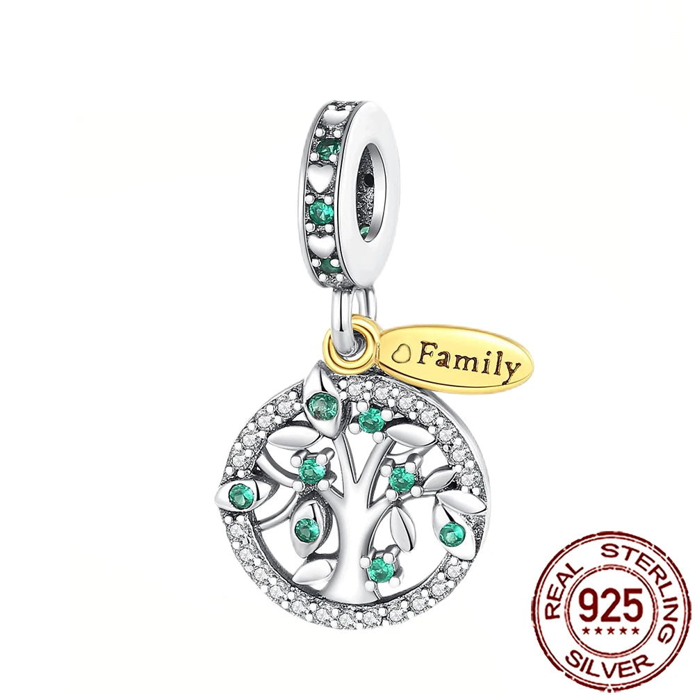 2025 New 925 Sterling Silver Family Love Heart Charm Beads | Sister, Daughter & Mother Pendant for Bracelets & DIY Jewelry