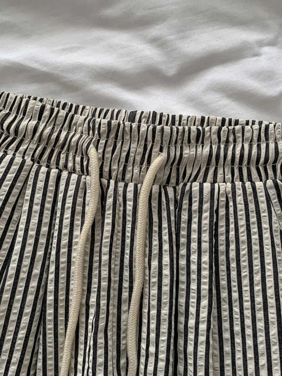 Korean Striped Drapey Casual Pants for Women | High Waist Thin Straight Trousers | Summer Versatile Long Pants