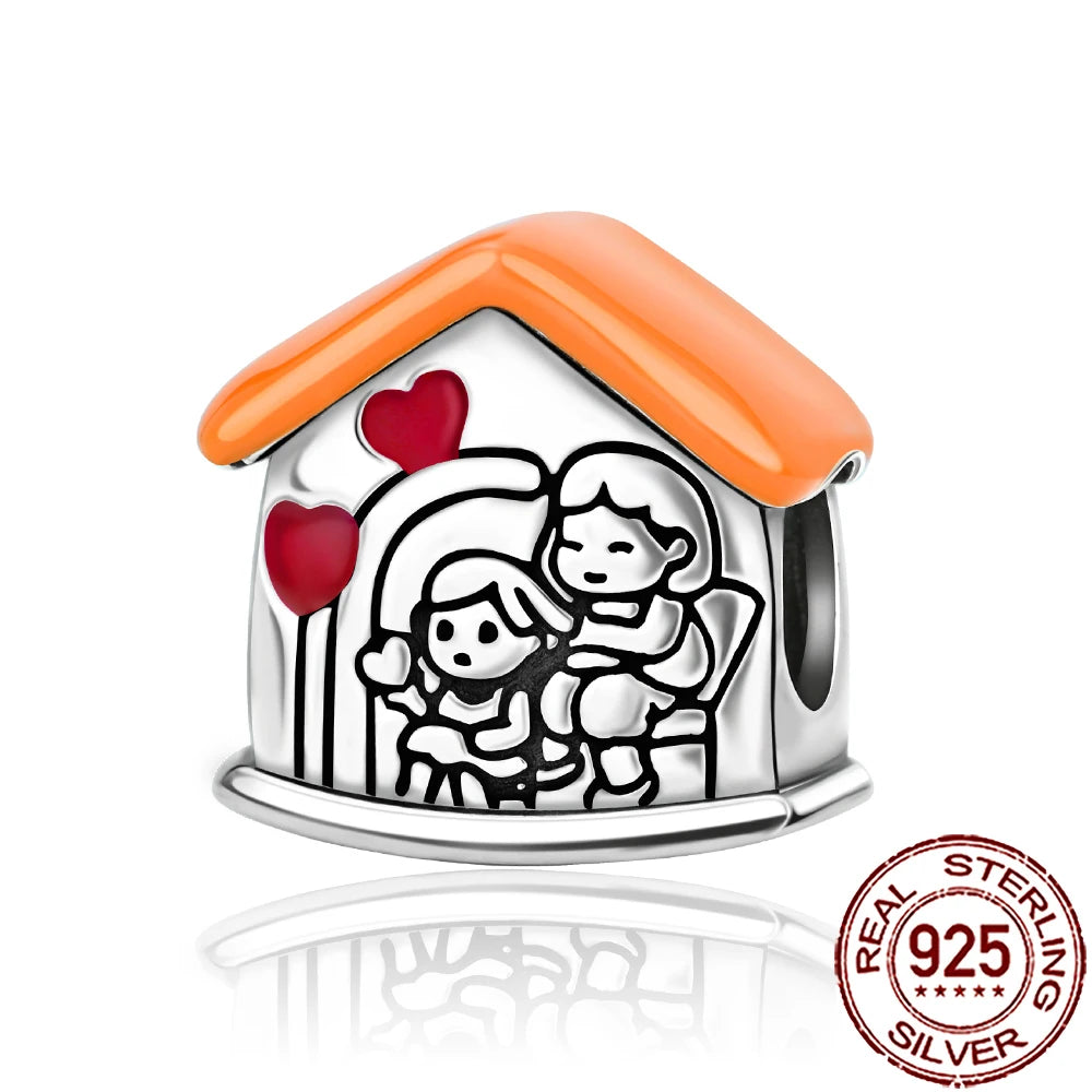 2025 New 925 Sterling Silver Family Love Heart Charm Beads | Sister, Daughter & Mother Pendant for Bracelets & DIY Jewelry