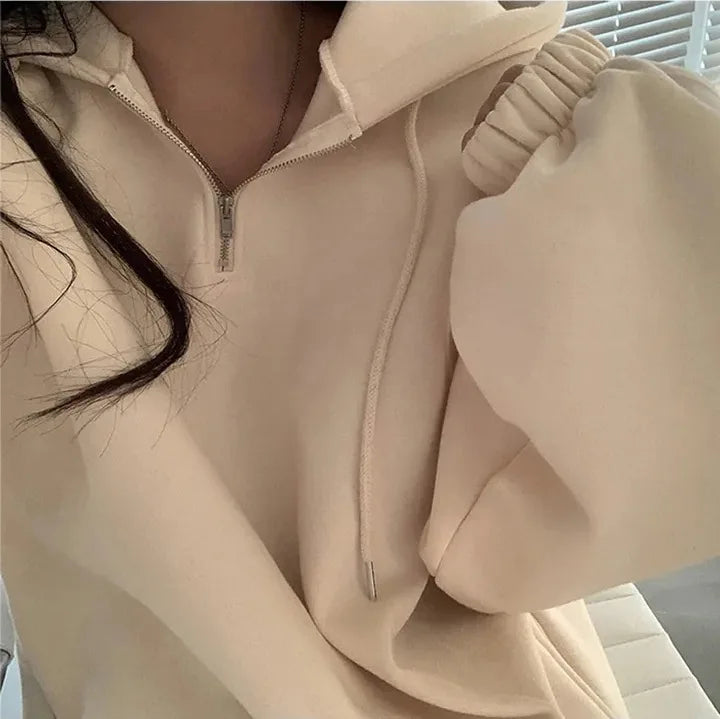 Chic Winter College Long Hoodie Dress ❄️ Lazy Fleece A-Line Side Slit Dress 👗 Pure Color Polyester Fiber 🧵