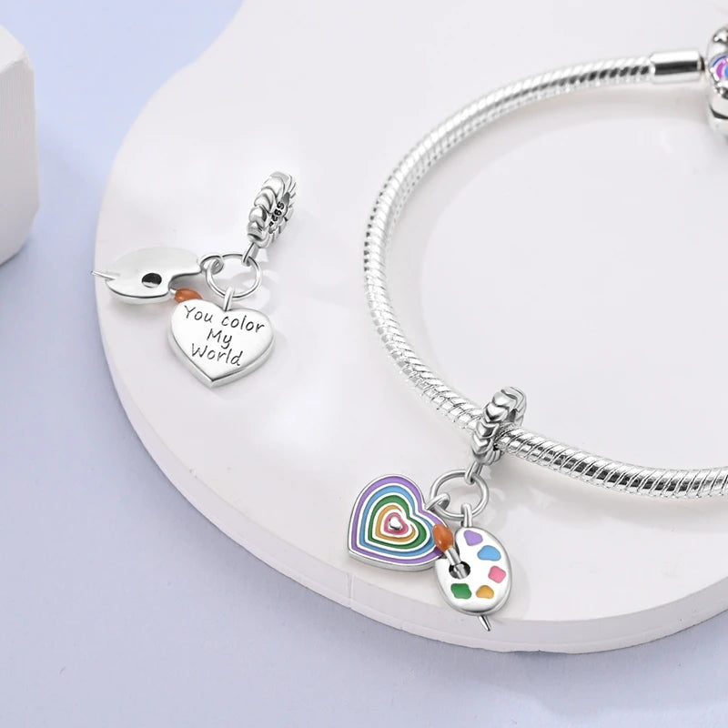 925 Sterling Silver Colorful Luminous Charms | Shell Turtle Star Beads