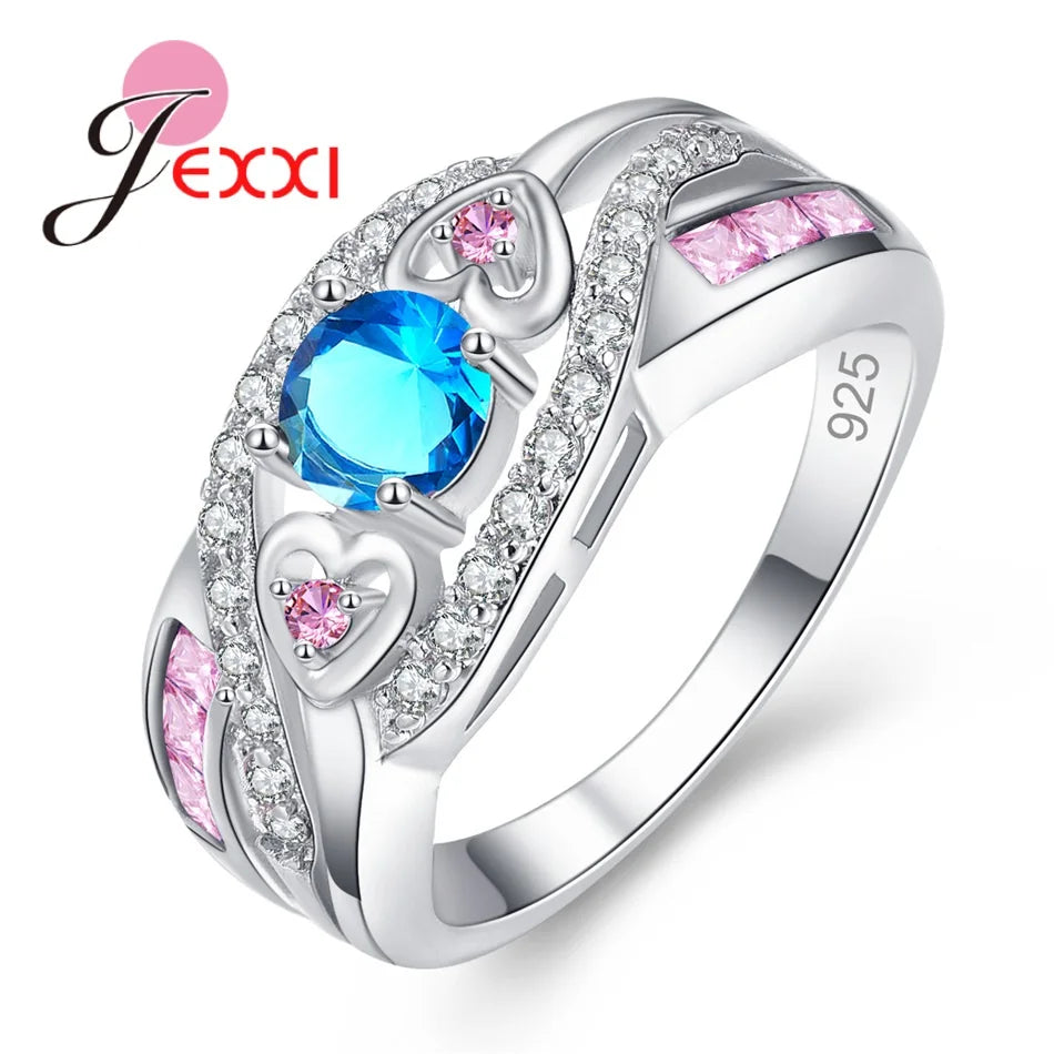 Big Promotion 925 Sterling Silver Colorful CZ Rings for Women – Sizes 6 to 13 Fashion Jewelry Party Gift