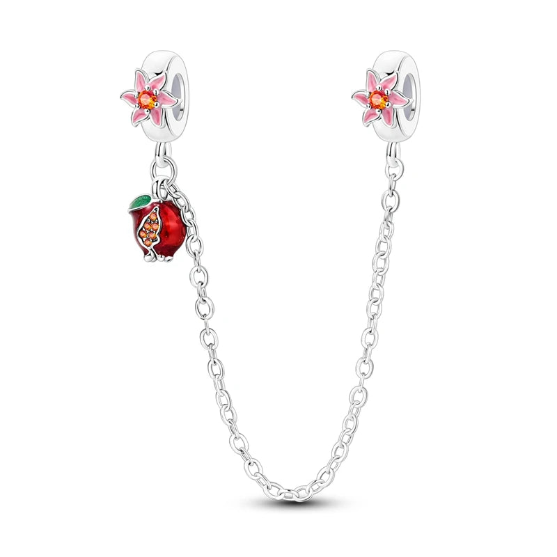 925 Sterling Silver Fruit Series Beads | Raspberry, Strawberry, Avocado & Lemon Dangle Charms for Bracelet