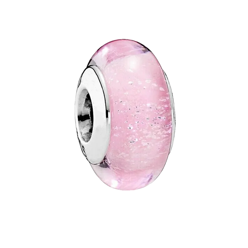 Romantic Pink Flowers 925 Sterling Silver Charms | Bag Lipstick Heart Bow Rose Bead Fit Original Bracelet DIY Jewelry Gift