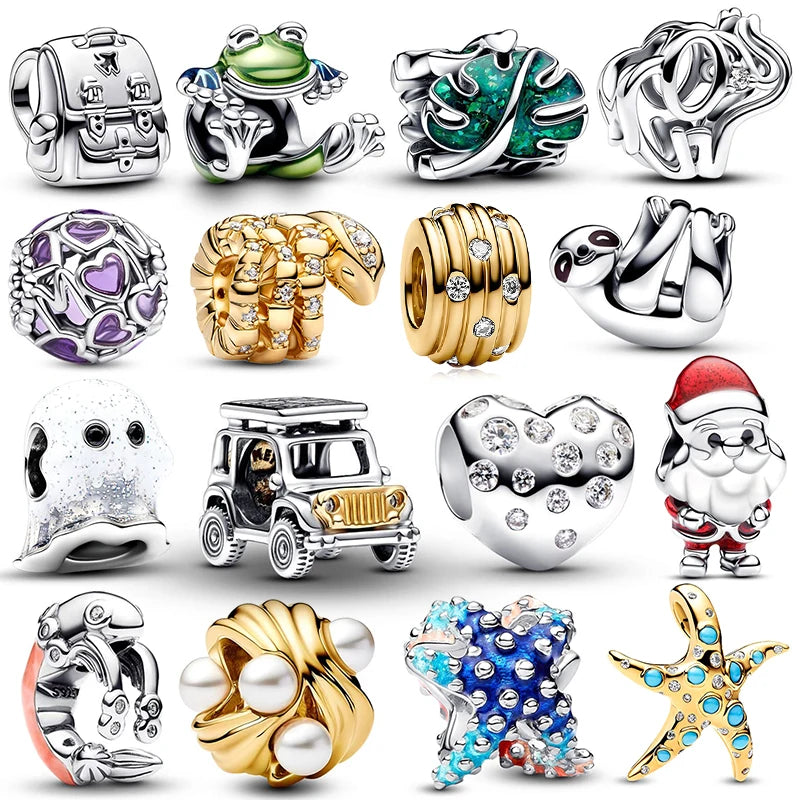 925 Sterling Silver Hollow Elephant & Sloth Charms | Fit Original Bracelet Necklace Women Luxury DIY Jewelry