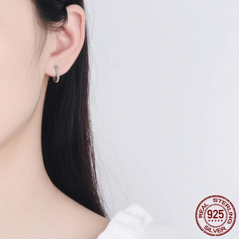 925 Sterling Silver Clear CZ Heart Geometric Hoop Earrings – Women’s Wedding & Engagement Fine Jewelry Gift