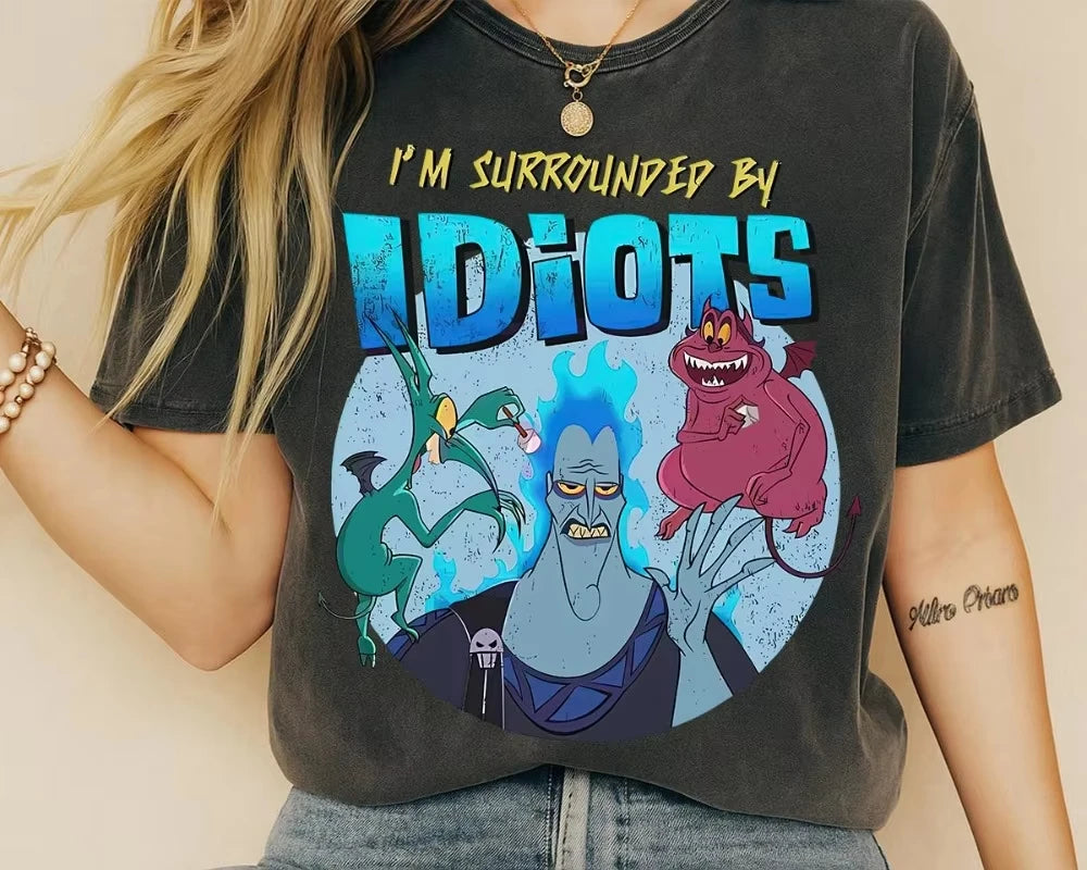 Retro Disney Hercules Villains T-Shirt – Hades Pain & Panic “I’m Surrounded By Idiots” Tee for Men & Women