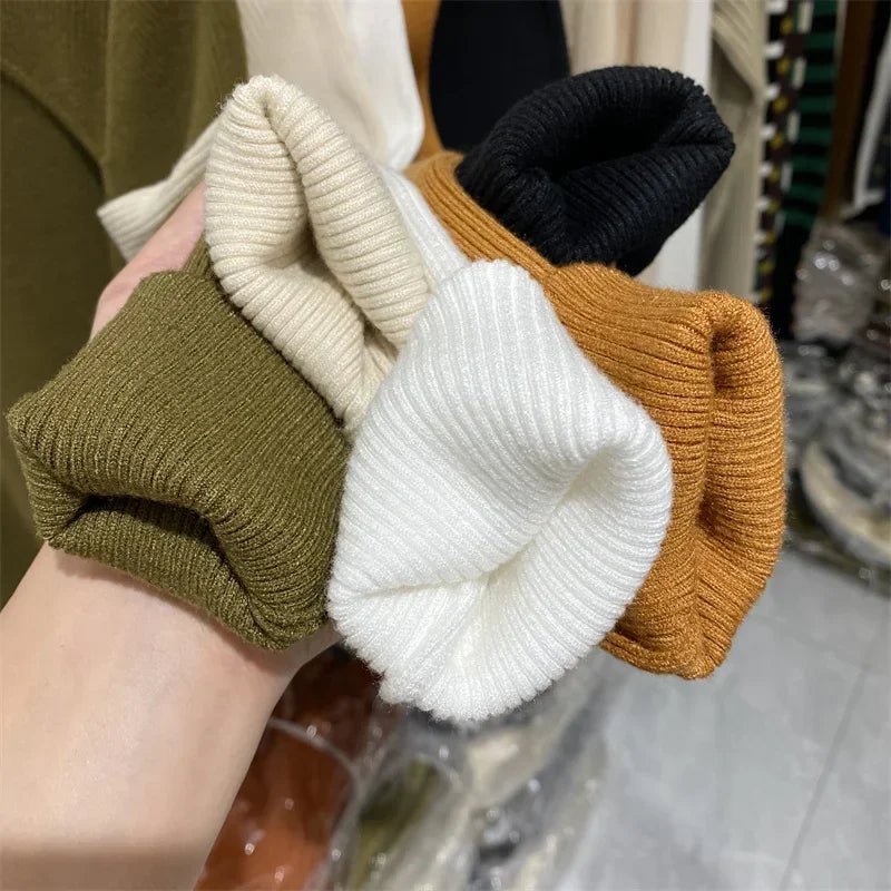 Women's Slim Knit Sweater | Autumn Winter Pullover Top | Long Sleeve Elastic Knitted Shirt for Women