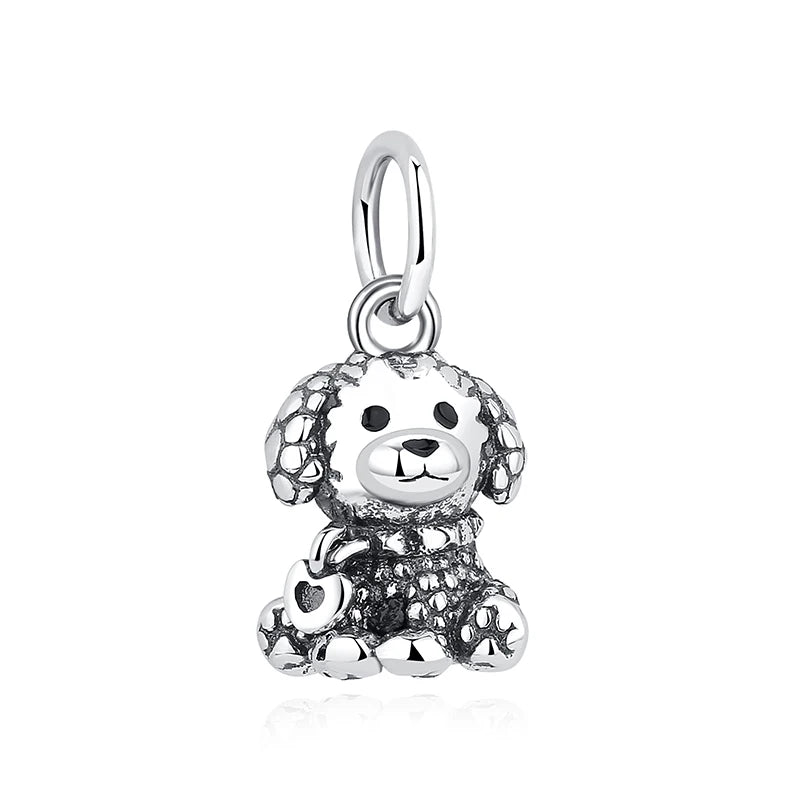 925 Sterling Silver Love Pets Dog Cat Paw Print Charm Beads for Women