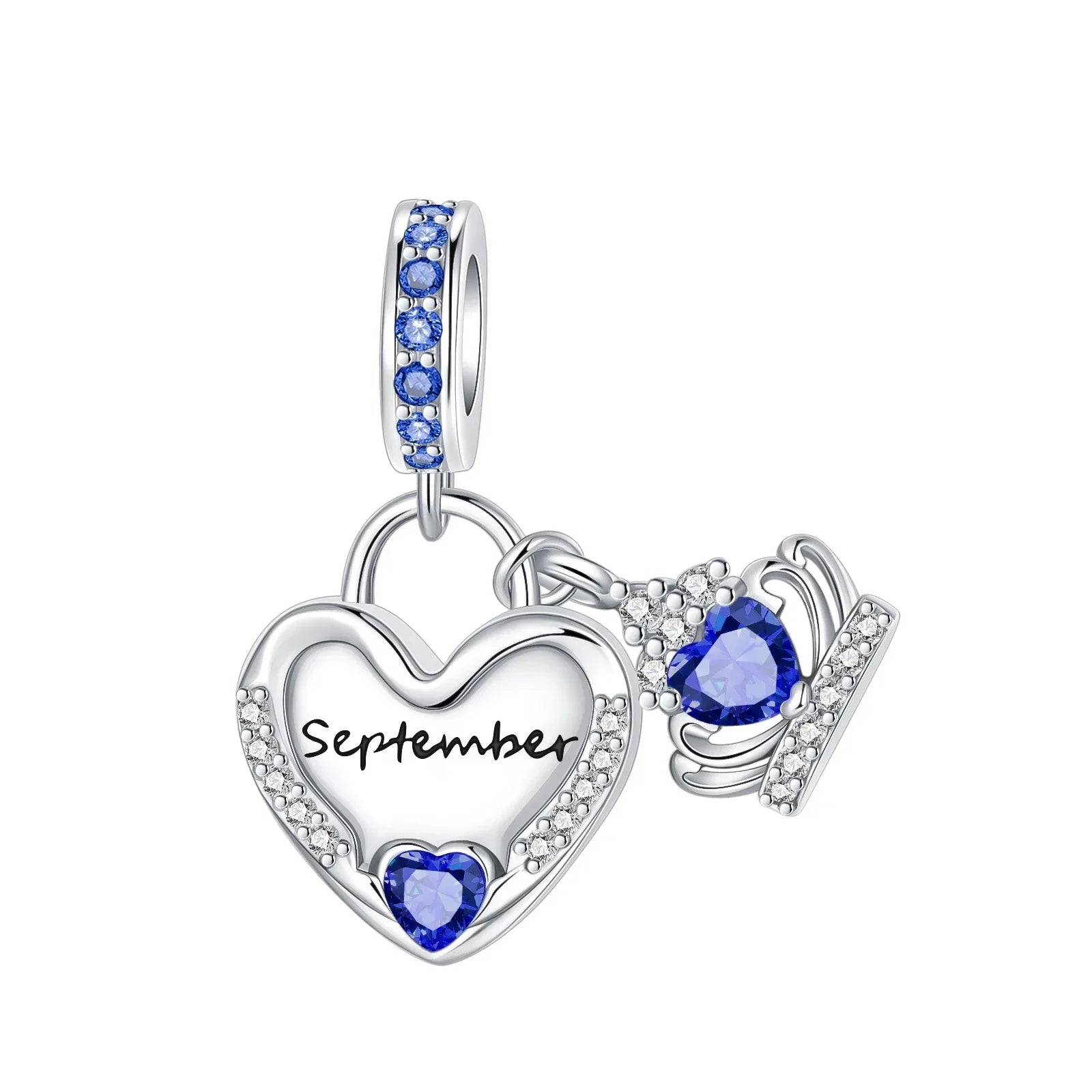 925 Sterling Silver Birthstone Love Pendant Charm | January–December Zircon Bead for Bracelet & Necklace DIY Jewelry Gift