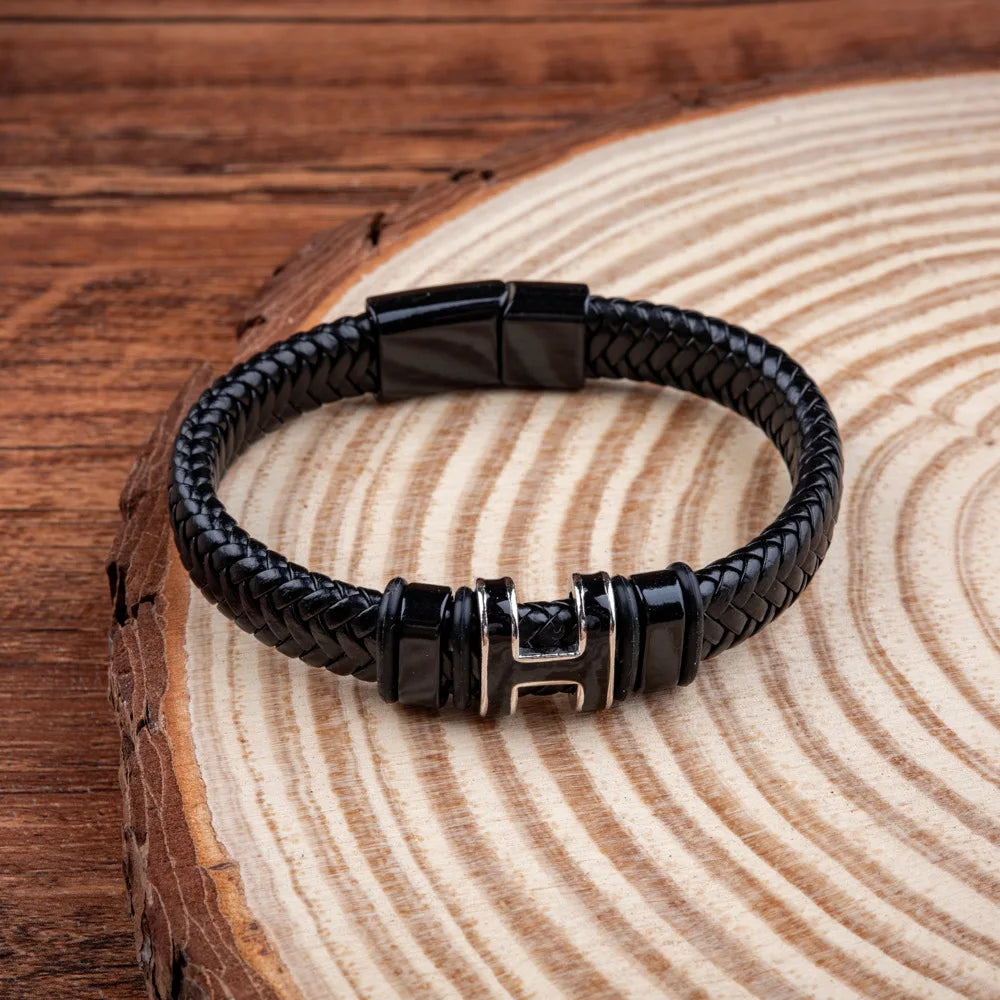 Men's Letter H Bracelet with Magnetic Clasp Trendy Initial Jewelry