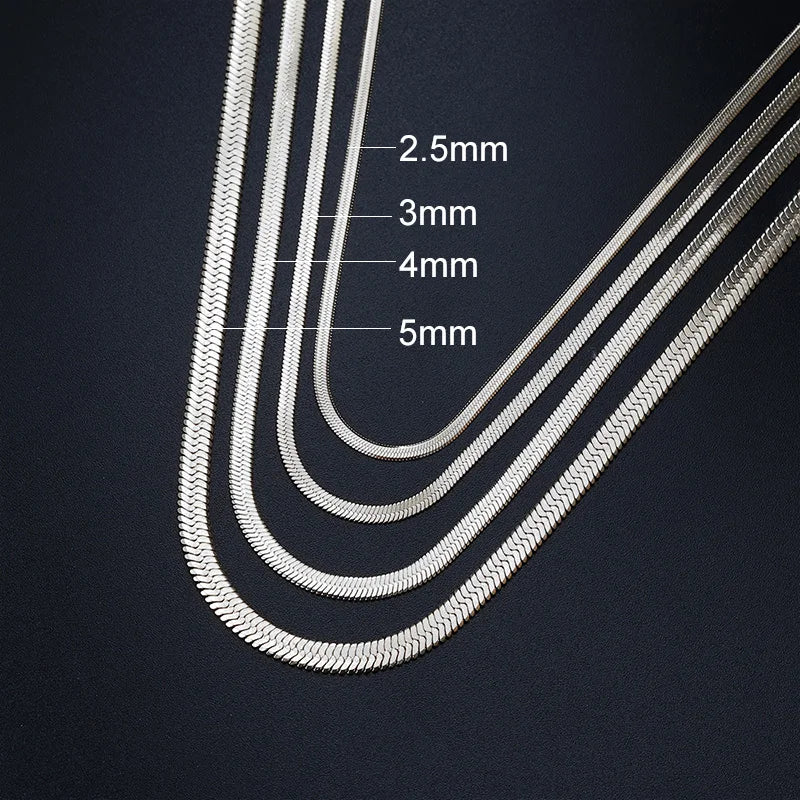Gold Snake Blade Chain Necklace for Women – 3/4/5mm Stainless Steel Minimalist Punk Choker