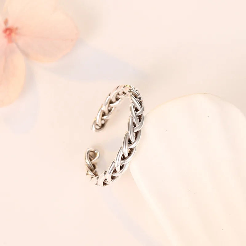 925 Sterling Silver Adjustable Zircon Ring – Elegant Simplicity Fashion Jewelry for Women Wedding Party Gift