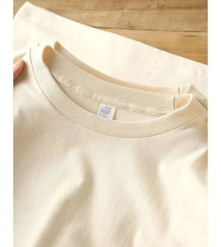 Loose Fit Pure Cotton T-Shirt | Korean Style Round Neck Basic Top | Unisex Layering Tee in Purple