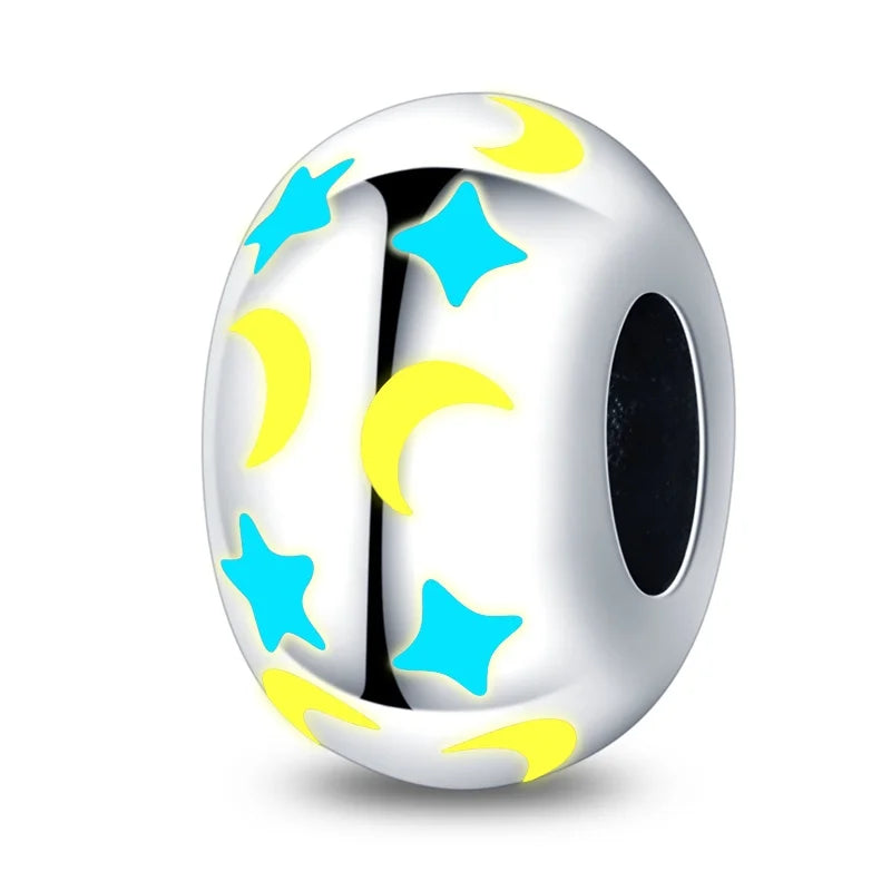 925 Sterling Silver Round Colored Zircon Spacer Beads – Fits Pandora Original Bracelets DIY Exquisite Party Jewelry